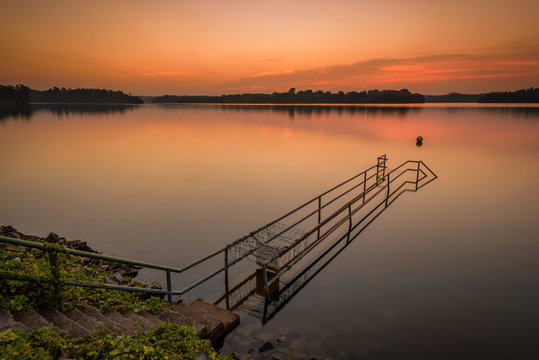 Sunset at Upper Seletar Reservoir Park - broken bridge
