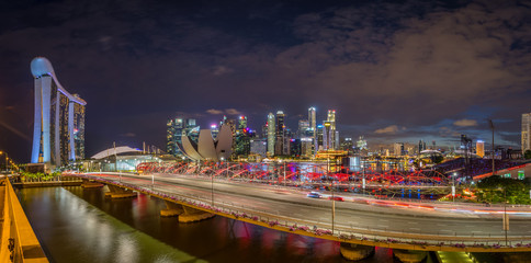 Fototapeta premium Sunset at Marina bay look from Benjamin Sheares Bridge, Singapore 2018