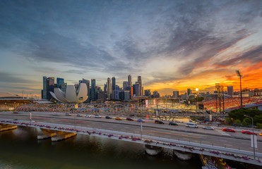 Sunset at Marina bay look from Benjamin Sheares Bridge, Singapore 2018