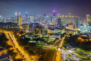Fototapeta na wymiar Singapore central business district in blue hour look from HDB Kim Tian