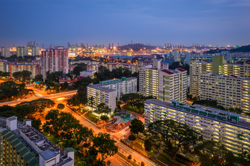 Fototapeta na wymiar SIngapore 2018 Blue hour at Jalan Bukit merah
