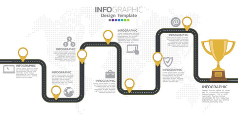 Timeline infographics design template with 7 options, process diagram, vector eps10 illustration