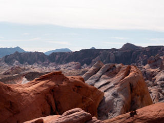 Waves of fire in the Valley of Fire. Natural park in which tourists from all over the world will visit.