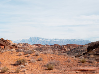 Fototapeta premium Waves of fire in the Valley of Fire. Natural park in which tourists from all over the world will visit.