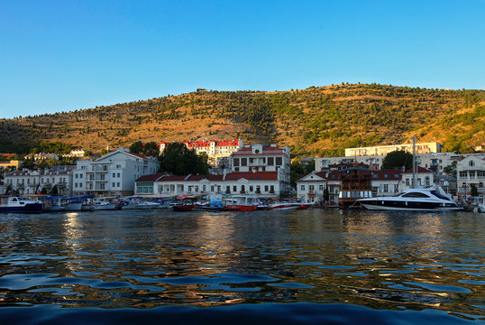 Yacht parking, A marina lot, Yacht and sailboat is moored at the quay,