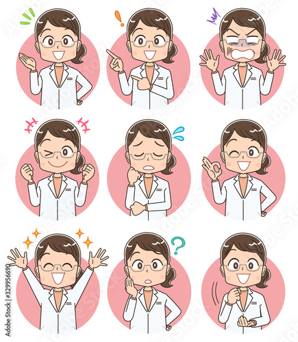 Fotobehang 医師 薬剤師 医者 女性 女医 かわいい イラスト マンガ キャラクター よぴんこ Yopinco