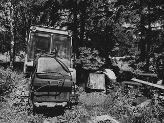 old broken tractor