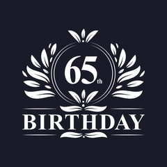 65 years Birthday logo, 65th Birthday celebration.