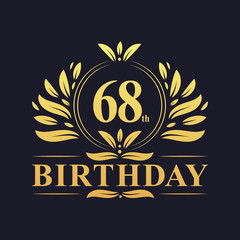 Luxury 68th Birthday Logo, 68 years celebration.