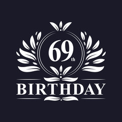 69th Birthday logo, 69 years Birthday celebration.