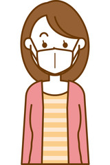 風邪予防のマスクをしている女性のイメージイラスト