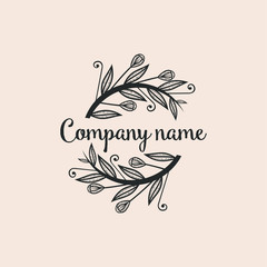 vintage floral frame vector logo design