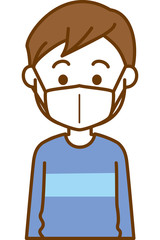 風邪予防のマスクをしている男の子のイメージイラスト