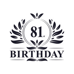 81 years Birthday logo, 81st Birthday celebration.