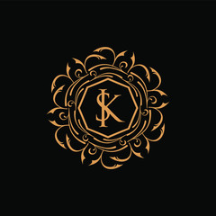 circle ornament monogram with initial sk vector logo design