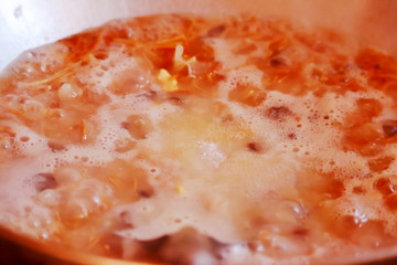 cocking sweet food and beautiful hot steam