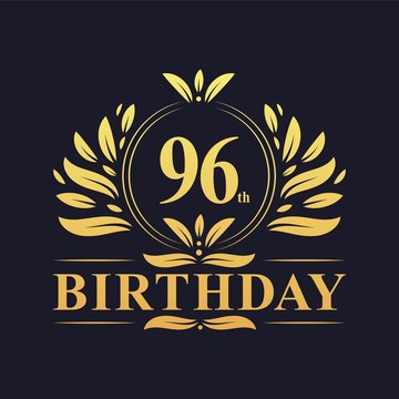 Luxury 96th Birthday Logo, 96 years celebration.