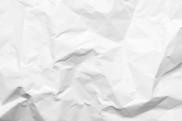 White crumpled paper texture background. Clean white paper. Top view.	
