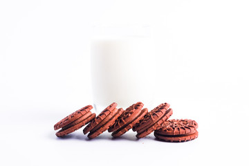 Chocolate biscuits with a glass of milk