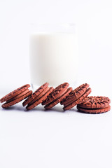 Chocolate biscuits with a glass of milk