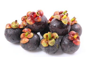 Mangosteen fruit on white background