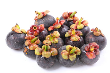 Mangosteen fruit on white background