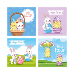 happy easter seasonal card set scenes