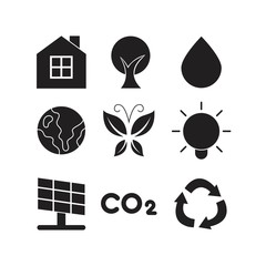 Environment solid icons set for apps and websites