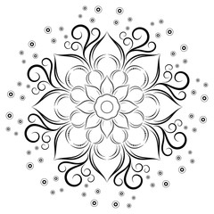 Circle flower of mandala with vintage floral style, Vector mandala Oriental pattern, Hand drawn decorative element. Design for coloring book page. isolated on white background