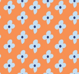 orange and blue 70s floral seamless vector pattern editable and separable 