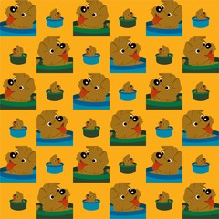  Dog in the Bucket Pops Out his Tongue Cute Illustration, Cartoon Funny Character, Pattern Wallpaper