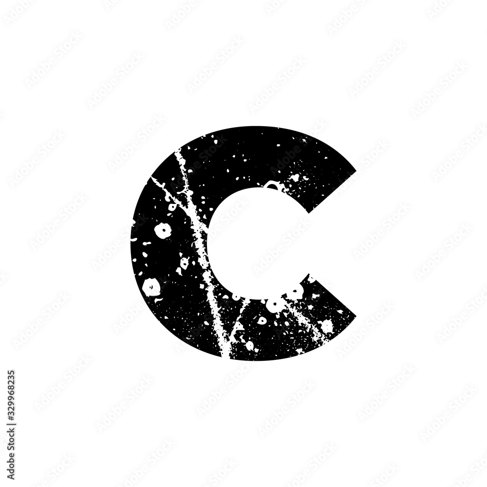 Fototapete painted letter c. grunge alphabet font. abstract handmade sans serif typeface. distress textured abc