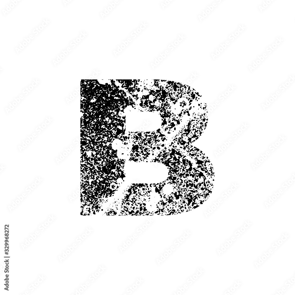 Fototapete painted letter b. grunge alphabet font. abstract handmade sans serif typeface. distress textured abc