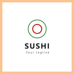 minimalist Japanese style sushi design logo