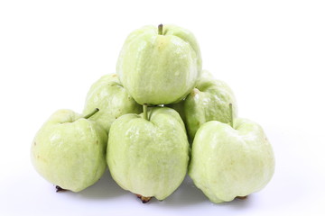 Guava (tropical fruit) on white background