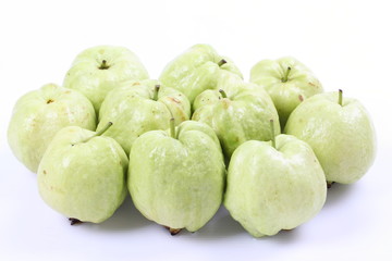 Guava (tropical fruit) on white background