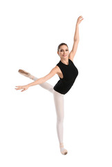 Obraz premium Beautiful young ballerina on white background