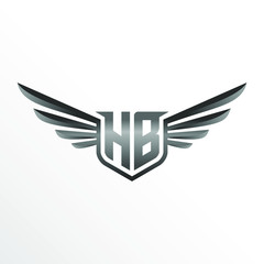 Obraz premium Initial Letter HB with Wings