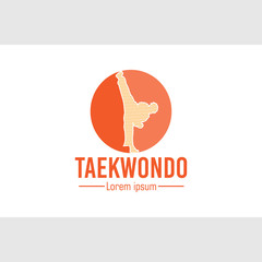 Taekwondo logo template for your company, business, event, etc. silhouette man kicking