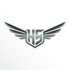 Initial Letter HS with Wings