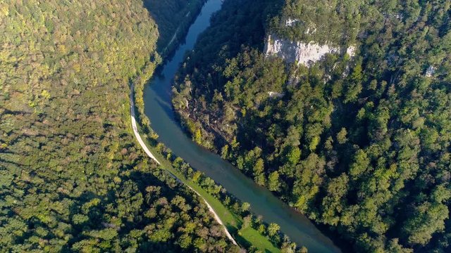 majestic view  of Kolpa river meander, Kostel,  surround by forest and cliff