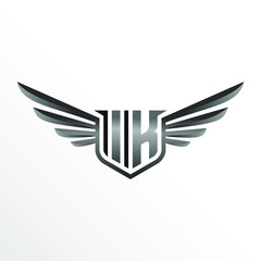 Initial Letter IK with Wings