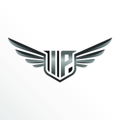 Initial Letter IP with Wings