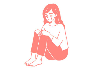sitting and crying woman