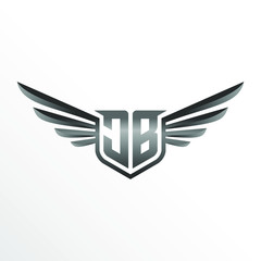 Fototapeta premium Initial Letter JB with Wings
