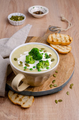 Thick vegetable cream soup with white sauce