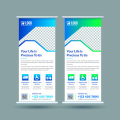 Medical, healthcare, hospital roll up banner template