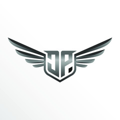 Obraz premium Initial Letter JP with Wings