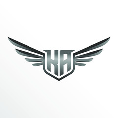 Initial Letter KA with Wings