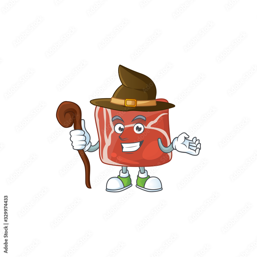 Poster sweet and tricky Witch beef cartoon character